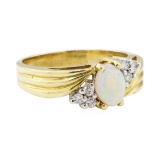 0.50 ctw Opal and Diamond Ring - 14KT Yellow Gold
