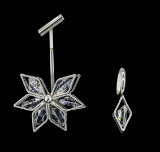 Snow Flake Crystal Earrings - Silver Plated