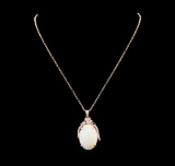 27.11 ctw Opal and Diamond Pendant With Chain - 14KT Rose Gold