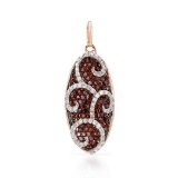 14k White/rose Gold 0.73CTW Diamond and Brown Diamonds Pendant, (SI2-SI3/Gold)