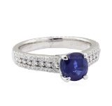 1.84 ctw Sapphire and Diamond Ring - 18KT White Gold