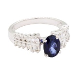 1.77 ctw Sapphire and Diamond Ring - 18KT White Gold