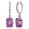 14k White Gold  4.43CTW Amethyst and Pink Sapphire Earrings