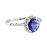 0.96 ctw Sapphire and Diamond Ring - 14KT White Gold