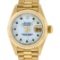 Rolex Ladies 18K Yellow Gold Mother Of Pearl Sapphire Datejust President Wristwa