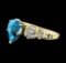 3.26 ctw Blue Zircon and Diamond Ring - 14KT Yellow Gold
