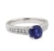 1.84 ctw Sapphire and Diamond Ring - 18KT White Gold
