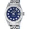 Rolex Ladies Stainless Steel Blue Diamond Quickset Datejust Wristwatch