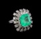 5.93 ctw Emerald and Diamond Ring - 14KT White Gold