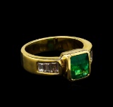 2.40 ctw Emerald and Diamond Ring - 18KT Yellow Gold