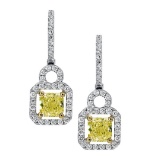 18k Two Tone Gold 1.50CTW Diamond Earrings, (VS1-VS2/Nat-yel/G-H)