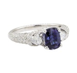 3.02 ctw Colored Stone and Diamond Ring - 18KT White Gold