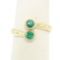 14k Yellow Gold Round Bezel Set Emerald Two Stone Simple Bypass Ring