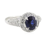 2.68 ctw Sapphire and Diamond Ring - 18KT White Gold