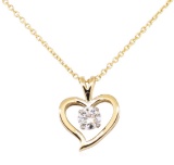 0.40 ctw Diamond Heart Shaped Pendant with Chain - 14KT Yellow Gold