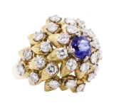 4.28 ctw Sapphire And Diamond Ring - 18KT Yellow Gold