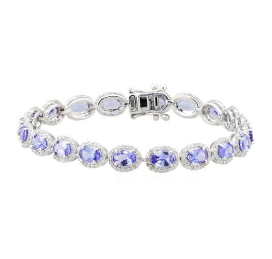 7.57 ctw Tanzanite and Diamond Bracelet - 18KT White Gold