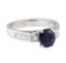 2.42 ctw Sapphire and Diamond Ring - 14KT White Gold