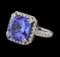 8.27 ctw Tanzanite and Diamond Ring - 14KT White Gold