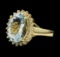 4.45 ctw Aquamarine and Diamond Ring - 14KT Yellow Gold