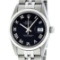 Rolex Mens Stainless Steel Black Roman Datejust 36MM Wriswatch Datejust