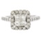 14k White Gold 1.25 ctw Invisible Princess & Round Diamond Halo Engagement Ring