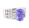 5.35 ctw Tanzanite And Diamond Ring - 14KT White Gold