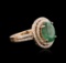 2.72 ctw Emerald and Diamond Ring - 14KT Rose Gold