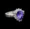 2.87 ctw Tanzanite and Diamond Ring - 14KT White Gold