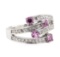 0.90 ctw Pink Sapphire and Diamond Ring - 18KT White Gold