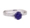 1.70 ctw Blue Sapphire and Diamond Ring - 18KT White Gold