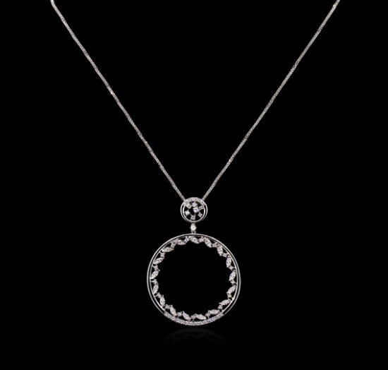 1.11 ctw Diamond Pendant With Chain - 14KT White Gold