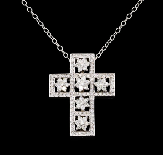 1.83 ctw Diamond Cross Pendant With Chain - 14KT White Gold