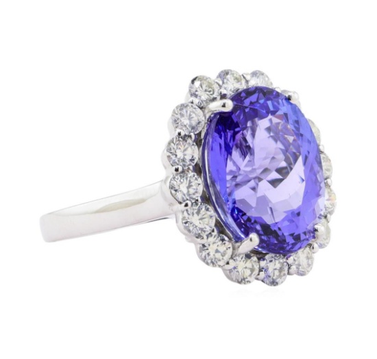 9.25 ctw Tanzanite and Diamond Ring - Platinum