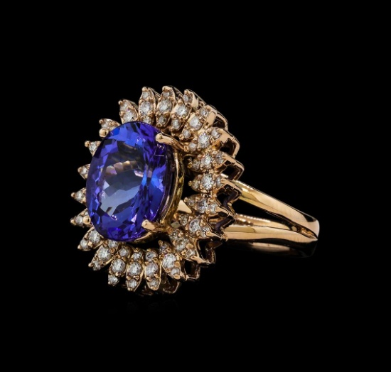 5.91 ctw Tanzanite and Diamond Ring - 14KT Rose Gold