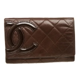 Chanel Brown Quilted Leather Ligne Cambon Compact Wallet
