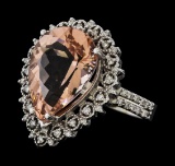 4.76 ctw Morganite and Diamond Ring - 14KT White Gold