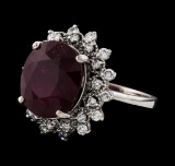 10.75 ctw Ruby and Diamond Ring - 14KT White Gold