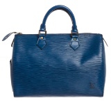 Louis Vuitton Blue Epi Leather Speedy 35 Bag