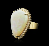 14KT Yellow Gold 18.10 ctw Opal and Diamond Ring