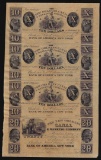 Uncut Sheet of $10 New Orleans Canal & Banking Company Obsolete Notes