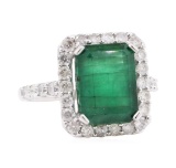 6.79 ctw Emerald and Diamond Ring - 14KT White Gold
