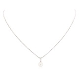 Pearl and Diamond Pendant with Chain - 18KT White Gold
