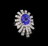 5.73 ctw Tanzanite and Diamond Ring - 14KT White Gold