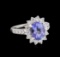 2.50 ctw Tanzanite and Diamond Ring - 14KT White Gold