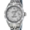 Rolex Ladies Stainless Steel Silver Pyramid Diamond Datejust Wristwatch