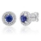 14k White Gold 1.17CTW Diamond and Sapphire Earrings, (I2/H-I)