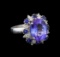 14KT White Gold 6.56 ctw Tanzanite, Sapphire and Diamond Ring