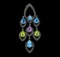 4.00 ctw Multi-Color Gemstone and Diamond Pendant - 18KT White Gold with Black A