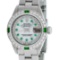 Rolex Ladies Stainless Steel MOP Emerald & Diamond Datejust Wristwatch